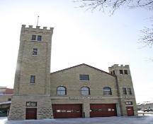 Primary elevation, from the north, of St. Boniface Fire Hall No. 1, Winnipeg, 2007; Historic Resources Branch, Manitoba Culture, Heritage and Tourism, 2007