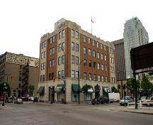Primary elevations, from the southwest, of the Greater Winnipeg Gas Company Building, Winnipeg, 2006; Historic Resources Branch, Manitoba Culture, Heritage, Tourism and Sport, 2006