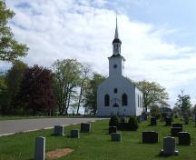 Front elevation, St. John's Anglican Church and Cemetery, Port Williams, Nova Scotia, 2007.
; Heritage Division, NS Dept. of Tourism, Culture and Heritage, 2007.