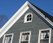 Showing gable detail with round arch window; Province of PEI, 2007