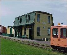 Exterior view of front and side facade, Avondale Railway Station (Avondale, NL); 1998 Heritage Foundation of Newfoundland and Labrador