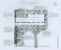A depiction of the Plan of Janet McCrae's Garden.; Brad Peterson, Environmental Management and Landscape Architecture, 1999.