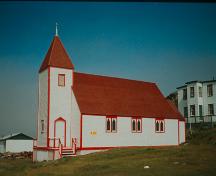 Exterior photo, rear facade, St. James Anglican Church, Battle Harbour, Labrador.; HFNL 2005