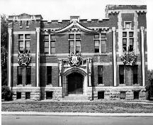 The Niagara Falls Armoury decorated for a Royal visit in 1939; Francis J. Petrie Collection, Niagara Falls Public Library, 1939
