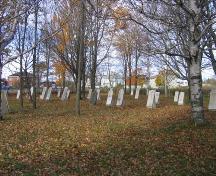Vue actuelle du cimetière Holy Family, la première inhumation y a eu lieu en 1760.; City of Bathurst