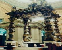 General view of the baldaquin inside Marie-Reine-du-Monde Cathedral National Historic Site of Canada, 1999.; Hydro-Québec, 1999.