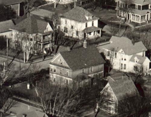 Aerial view of southeast side of house in 1949