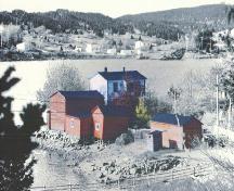 Exterior photo of the Trahey Property, Conception Harbour showing carriage house, twine loft, outhouse, barn, cellar, workshop, house.; Heritage Foundation of Newfoundland and Labrador 2005