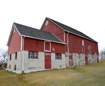 Primary elevation, from the southwest, of the Anderson Barn, Forrest area, 2005; Historic Resources Branch, Manitoba Culture, Heritage, Tourism and Sport, 2005