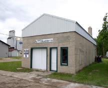 Primary elevations, from the northeast, of the Amos Blacksmith Shop, Waskada, 2007; Historic Resources Branch, Manitoba Culture, Heritage, Tourism and Sport, 2007
