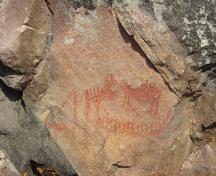 Detail view of the pictographic symbols at Mazinaw Pictographs National Historic Site of Canada, 2008.; Agence Parcs Canada / Parks Canada Agency, Erica Lenton, 2008.