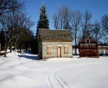 View, looking north, of the Log Cabin, Manitou, 2005; Historic Resources Branch, Manitoba Culture, Heritage, Tourism and Sport, 2005