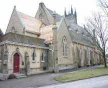 North elevation, showing the main church structure, and the connection to the parish hall, 2004; OHT, 2004