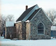 Primary elevations, from the east, of Christ Anglican Church, Cartwright, 2005; Historic Resources Branch, Manitoba Culture, Heritage, Tourism and Sport, 2005