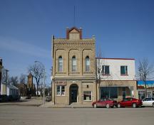 View of  the main elevation of the Independent Order of Odd Fellows Building, Neepawa, 2005; Historic Resources Branch, Manitoba Culture, Heritage, Tourism and Sport, 2005