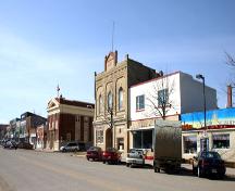 Contextual view, from the northeast, of the Independent Order of Odd Fellows Building, Neepawa, 2005; Historic Resources Branch, Manitoba Culture, Heritage, Tourism and Sport, 2005
