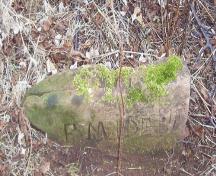 Showing example of carved sandstone marker; PEI Genealogical Society, 2006