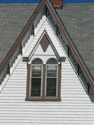 Detail of Gothic window and shingle patterns