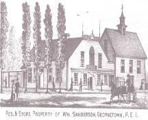 Engraving of Sanderson / Easton Store; Meacham&#039;s Illustrated Historical Atlas of PEI, 1880