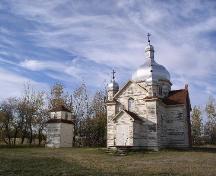 View of church and belfry, 2003.; Government of Saskatchewan, J. Bisson, 2003