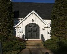 Main entry, St. Andrew's Anglican Church, Wallace, NS, 2009.; Heritage Division, NS Dept of Tourism, Culture and Heritage, 2009