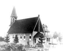 Historic exterior view of St. Edmund's Church and Rectory; North Vancouver Museum and Archives, #6608