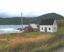 Photo view of William and Cecilia O’Neill Property, Conche, showing house, stable and store, 2008; Joan Woodrow/HFNL 2008