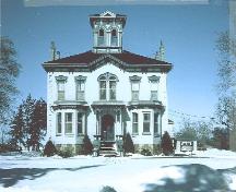 Front view of Castle Kilbride, showing its Italianate style, 1985.; Wilmot Township, 1985.
