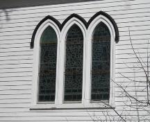 Detail of rounded windows, St. John's Evangelical Lutheran Church, Mahone Bay, NS, 2009.; Heritage Division, NS Dept. of Tourism, Culture and Heritage, 2009