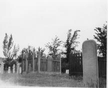 Historic view of tombstones in Pioneer Cemetery, 1884; City of Kamloops Museum and Archives #3258