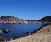 View of Portugal Cove, looking northeast from West Point Cemetery, Portugal Cove, NL.; HFNL/Andrea O'Brien 2009
