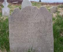 Headstone commemorating members of the Morry family, North Side Burial Ground, Ferryland, NL. Taken 2009.; HFNL/Andrea O'Brien 2009