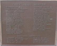 Photo view of bronze plaque on the War Memorial, Branch, NL, 2008; HFNL 2008