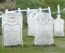 View of headstones at The Old Graveyard, Branch, NL, 2008.; Andrea O'Brien, HFNL, 2008