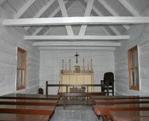 Intérieur de la chapelle Charlebois, The Pas, 2007; Historic Resources Branch, Manitoba Culture, Heritage, Tourism and Sport, 2007