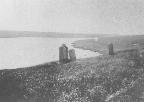 View of stones standing near bank, c 1970