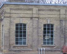 Featured is the decorative brickwork and concrete keystones over the windows, 2007.; Lindsay Benjamin, 2007.