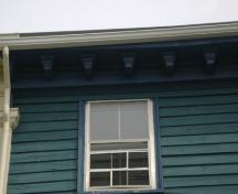 This photograph shows the cornice modillions, 2007; Town of St. Andrews