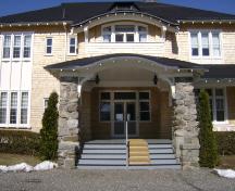 This photograph illustrates the large stone columns in the impressive entranceway, 2008; Town of St. Andrews