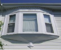 This photograph shows the ornate oriel window, 2008; Town of St. Andrews