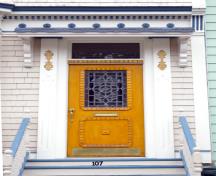 This image shows the Queen Anne Revival style entrance; City of Saint John