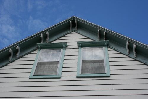 Detail of paired brackets in gable