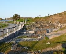 View of ongoing excavations in The Pool, site of Colony of Avalon Special Preservation Area, Ferryland, NL. Photo taken 2009. ; HFNL/Andrea O'Brien 2009