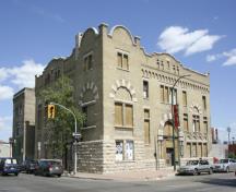 Primary elevations, from the southwest, of the Salvation Army Citadel, Winnipeg, 2006; Historic Resources Branch, Manitoba Culture, Heritage and Tourism, 2006