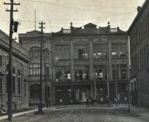 The Peter McSweeney Company, Ltd. was still the largest store in the area at the time of this c1912 photograph, looking south from Botsford Street onto Main.; Moncton Museum