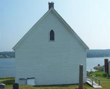 Rear elevation, Isaac's Harbour Baptist Church, Isaac's Harbour, NS; Heritage Division, NS Dept. of Tourism, Culture and Heritage, 2009