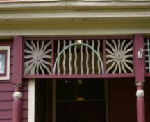 This photograph illustrates the decorative spindle work of the veranda, 2007; City of Saint John