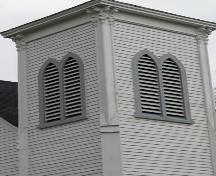 Tower detail, Saint Stephen's Anglican Church, Tusket, NS; Heritage Division, NS Dept. of Tourism, Culture and Heritage, 2009