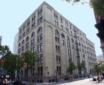Contextual view, from the northwest, of the R.J. Whitla and Company Building, Winnipeg, 2008; Historic Resources Branch, Manitoba Culture, Heritage and Tourism, 2008