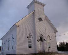Front facade, Kirk Memorial United Church, Aspen, N.S.; Heritage Division, NS Dept. of Tourism, Culture and Heritage, 2009
